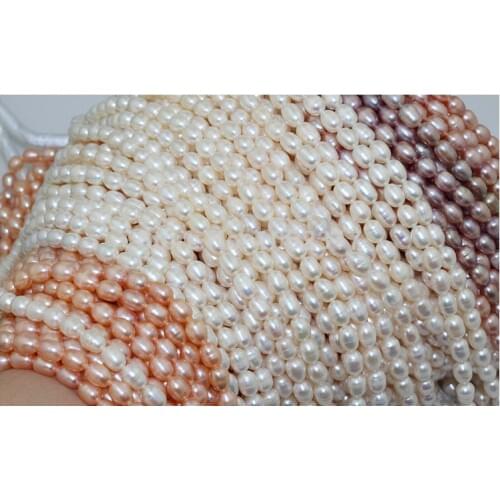 Wholesale Top Real pearl White Fill Rice Bead 6-7mm Natural pearl highlight Pearl 40cm Strand Loose Beads Women Jewelry DIY Gift
