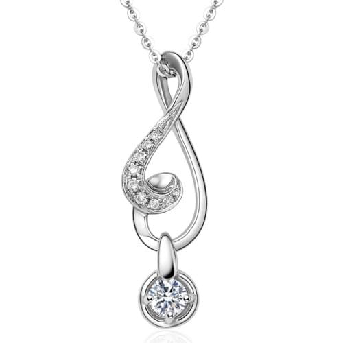 18K Au750 White Gold Women Pendants Necklaces Musical Note Wedding Anniversary Party Moissanite Diamond Pendants Necklaces