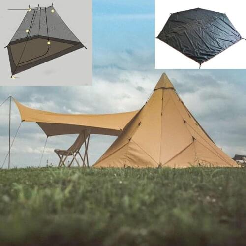 Pyramid Tent Indian Shelter Anti-Rainstorm Outdoor Camping Tent Yurt with Chimney Hole Include Hanging Inner Tent And Bottom Mat