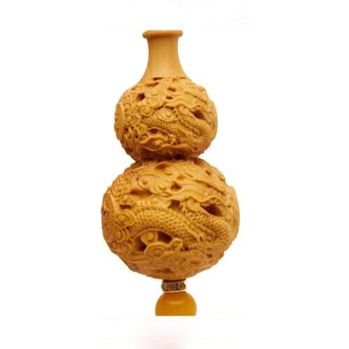 Wood carving dragon gourd pendant Wooden crafts creative gifts home room decoration ornaments(A988)