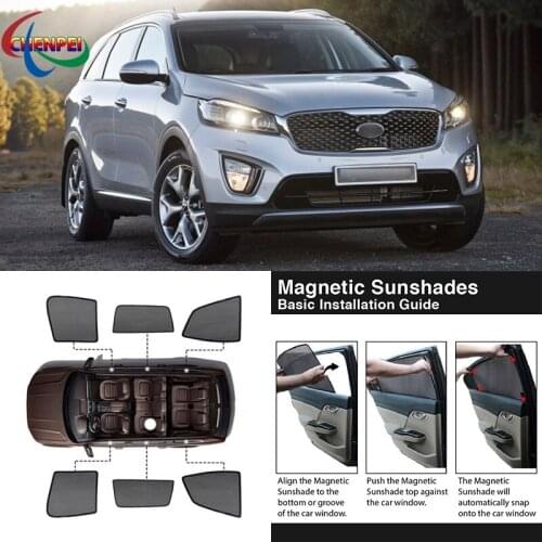 For Kia Sorento 2015 Car Full Side Windows Magnetic Sun Shade UV Protection Ray Blocking Mesh Visor Car Decoration Accessories