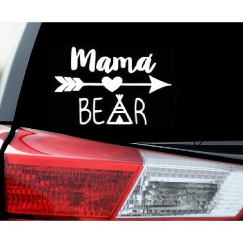 Rainbow Animated Design Mama Bear Arrows Truck Windows RV SUV Car Vinyl Sticker Decal 15*15cm inches White 15*15cm