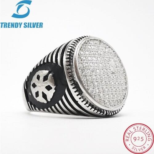 Silver 925 fine jewelry man rings men accessories turquoise gemstone natural onyx agate wholesale TRENDY SILVER