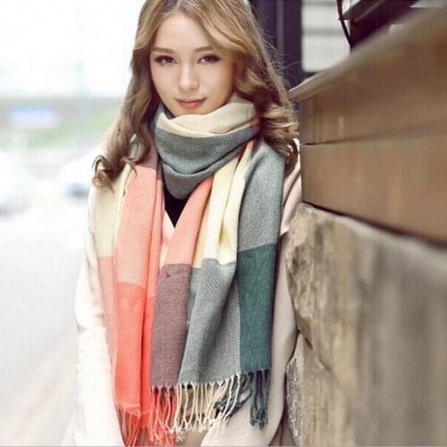 New Fashion Winter Scarf High Quality Shawls And Scarves Knitted Blanket Scarf Warm Plaid Scarf Free Shipping TKS001-pink green
