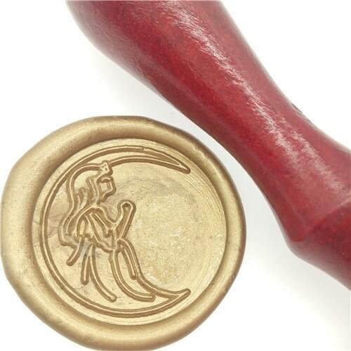 Moon Girl Wax Seal Stamp/Sealing Wax Seal logo blessing stamp seal/Brass Peacock Metal Handle Gift Set