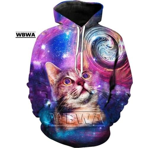 2020 new cute cat hoodie unisex 3D printed sweatshirt mens casual hooded pullover