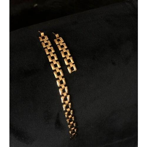 GULCE DERELI, LONG AND SHORT VINTAGE CHAIN STUD EARRINGS, VINTAGE CHAIN EARRINGS, GIFT BOX, GOLD/SILVER PLATED