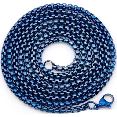 Stainless Steel Round Box Chain Necklace for Men Women Curb Cuban Link Basic Punk Tone18k Gold Vintage Thick Grunge Jewelry Gift