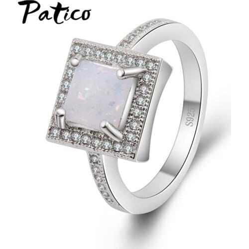 New Stylish Fashion Women Finger Rings 925 Sterling Silver Jewelry Rhinestone Crystal Opal Rings 6/7/8/9/10 Size Hot Sale