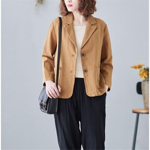 Spring 2021 Fashion New Retro Art Lapel Long Sleeve Casual Large Size Suit Ladies Jacket Top Trend 353