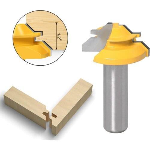1/2 12MM Shank 45Deg Tenon Joint Milling Cutter Miter Router Bit 1Pc Professional Trimming Knife Milling Cutter Woodworking Tool
