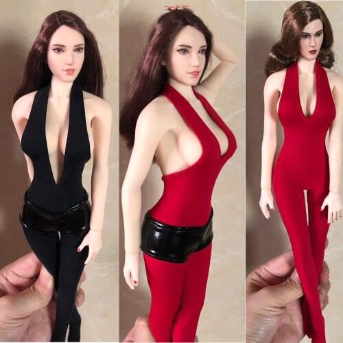1/6 Scale Female Jumpsuits & Leather Pants Suits Girls Tight Shirt For Fit 12 Inches TBLeague Figure Body
