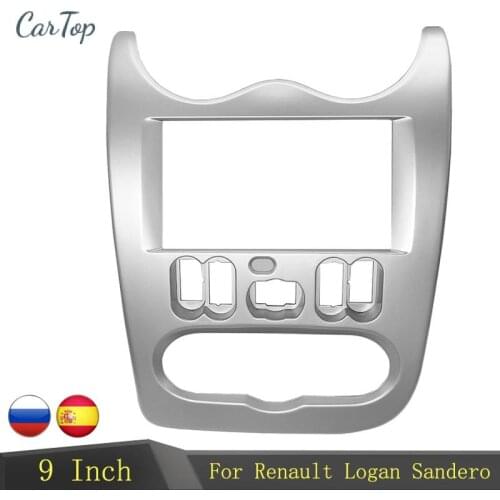 2 Din 9 Inch Car Radio Fascia Radio Fascia Frame Adapter CD Panel Dash Trim Bezel For Renault Logan Sandero Dacia