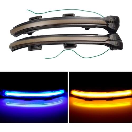 2pcs Yellow&Blue LED Dynamic Turn Signal Light Side Mirror LED Turn Signal Water Blink Light For Volkswagen GTD R GTI 2012-2018
