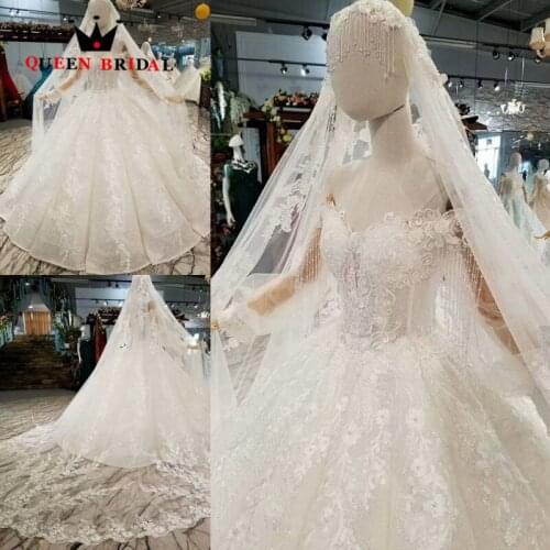 2021 robe de mariee Real Sample V Neck Bride Gown vestido de noiva Luxury QUEEN BRIDAL Elegant Wedding Dresses WD81