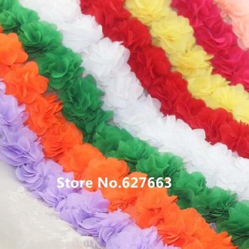 3Yard 8 leaves Chiffon Three-Dimensional Flowers Decoration Handmade DIY Garment Accessories Applique Trimming Sewing Supplies