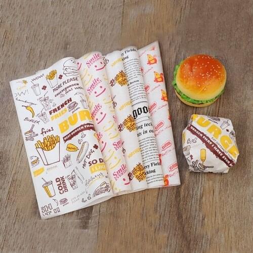 Wax Paper Food Grade Sandwich Wrapping Burger Wax Paper For Food Bread Fries Wrapper Baking Tools Fast Food Customized