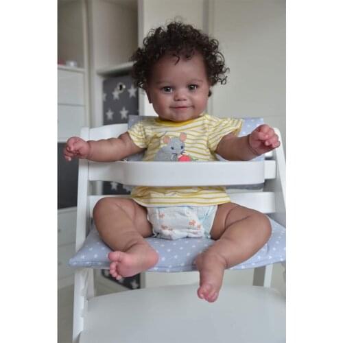 50CM Soft Body Flexible Reborn Baby Girl Maddie Black Skin African American Baby Handrooted Hair with Bottle and Pacifier