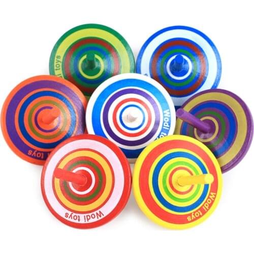 6PCS Wooden Gyro Toys Boys Classic Colorful Relief Stress Wood Spinning Top Adult Antistress Desktop Kids Toy Gifts Random Color