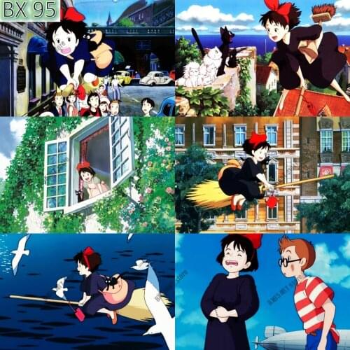 DIY 5D Anime Diamond Painting Witchs Delivery Service Hayao Miyazaki Mosaic Diamond Embroidery Full Round Home Decoration