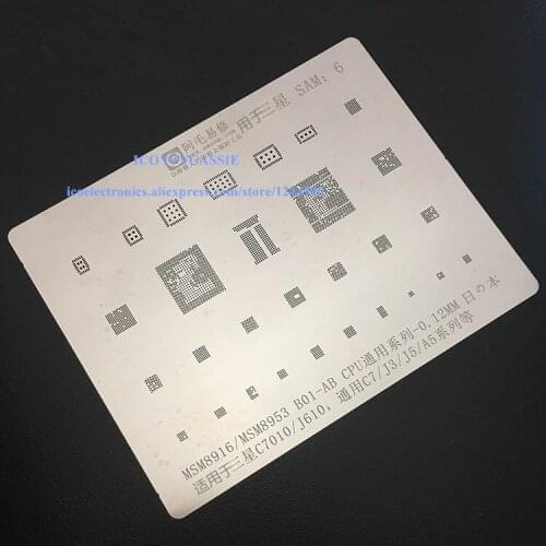 For Samsung C7010/J610 MSM8916/ MSM8953 B01-AB CPU BGA Stencil BGA Direct Heating Template 0.12mm Thickness