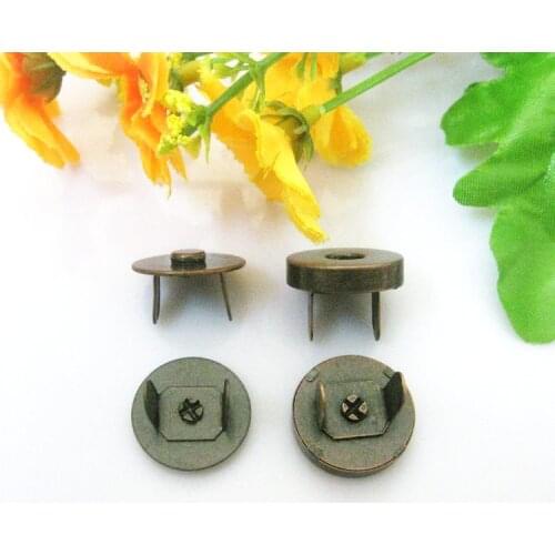 Free shipping (15sets/lot) 18*4mm Antique Bronze color single rivet cap magnetic snaps button sew on bag magnetic button