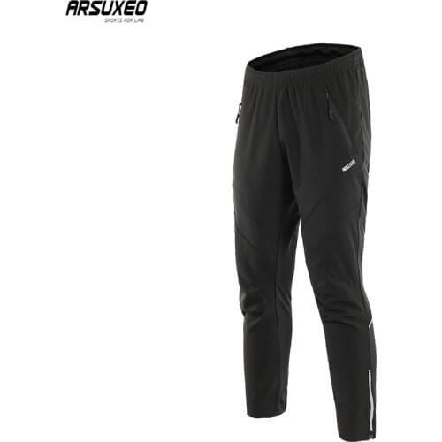 ARSUXEO Mens Winter Warm Up Thermal Fleece trousers Multi Sports Running Bike Cycling Pants Windproof 18Z