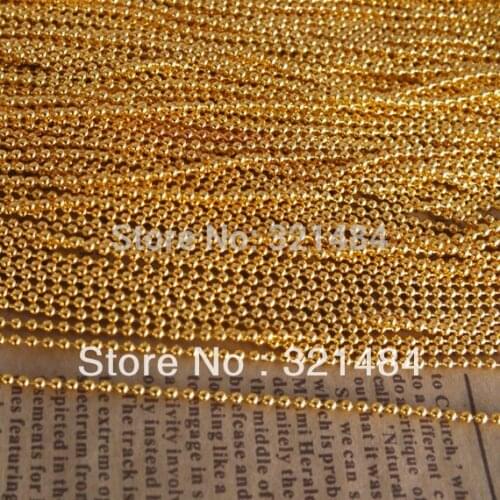 Bulk gold plated metal 100m/lot 2.4mm ball chains jewelry link bead chain findings accessories supplies