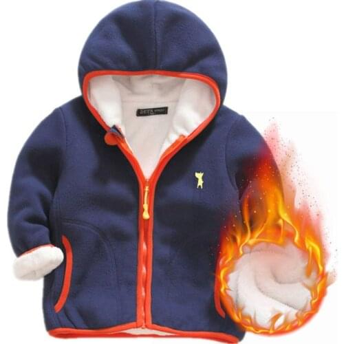 Children Coral Velvet Jacket Winter Kids Thicken Warm Hoodies Outerwear Coat For Baby Boys Girls 3-7 Years Wear Clj433