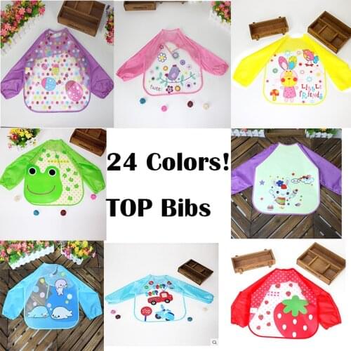 TOP baby rice apron food pocket long sleeve waterproof bibs Children cloth meal Toys clothing Squishy cover cartoon animal Kid