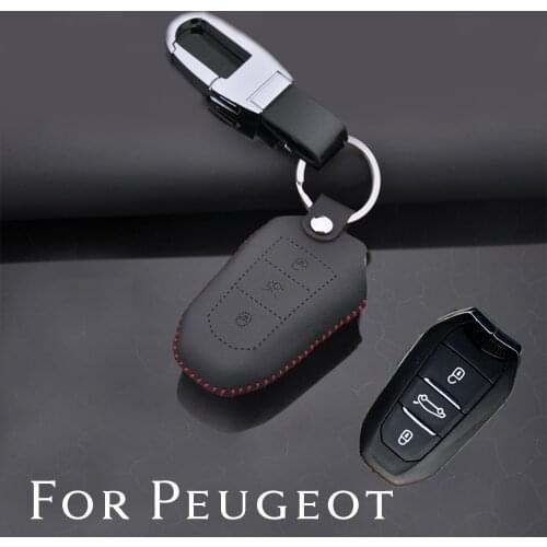 For Citroen C4 For Peugeot 208 508 3008 Leather Smart Remote Car Key Case Cover Bag Protector Accessories Keychain Shell