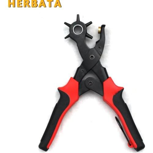 HERBATA Free Shipping Brand New Leather Belt Hole Punch Plier 6 Size Head revolves for DIY Hand Made CL-1206