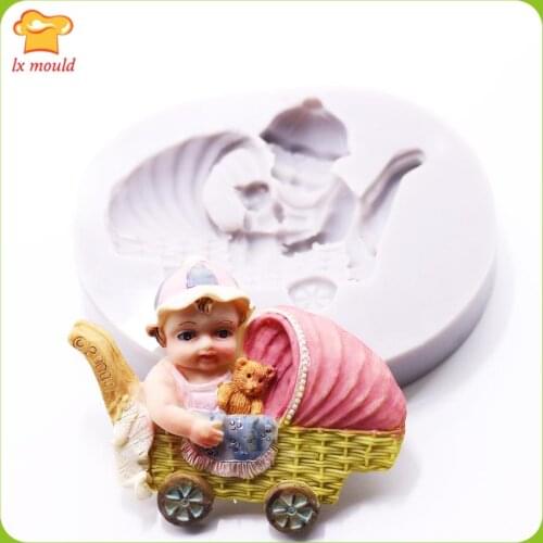LXYY MOULD New Crib Fondant Cake Mould Baby Cradle Chocolate Silicone Mold Baking Tools