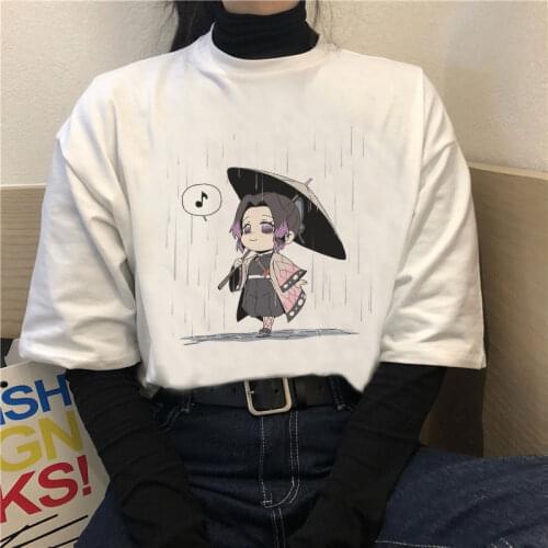 Kimetsu No Yaiba Demon Slayer T Shirt Women Graphic Tops Tees Japan Anime Tshirt Harajuku Kawaii Streetwear Punk Female T-shirt