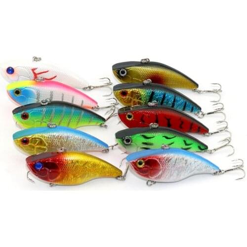HENGJIA 1PC Sinking Fishing Lure 18G 7.5CM 10 colors Rattle Hooks Baits Lipless Hard Artificial VIB Vibration Bait