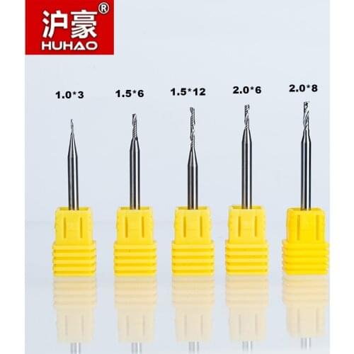Huhao 5pcs/lot Shank 3.175mm Single Flute Spiral Cutter CNC Router Bit End Mill For Acrylic Carbide Milling Cutter