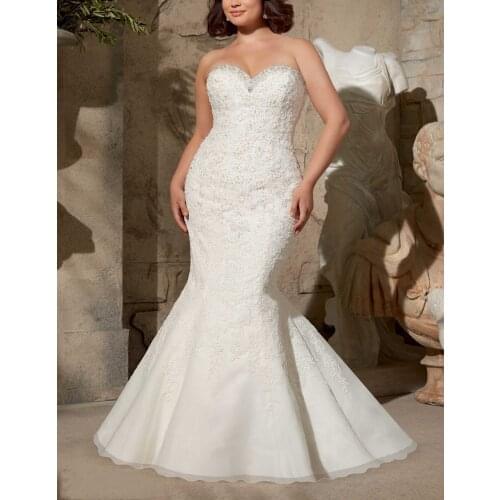 Innovative Design Plus Size Formal Mermaid Sweetheart with Appliques Beadings Long Custom-made Wedding Dresses Bridal Gown 2015