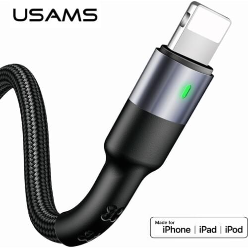 USAMS For usb lightning cable short 50cm 1m 2m for iPhone 11 pro xs max xr 8 7 6s plus apple ipad charger fast charging data LED