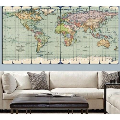 Classic Vintage Earth World Map Painting Canvas HD Print On Canvas Art Poster Modern Wall Picture for Office Room Cuadros Decor