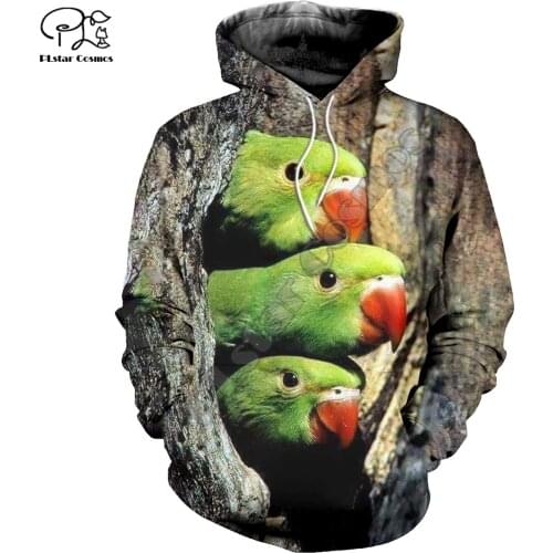 PLstar Cosmos Colorful Parrot 3D Printed Hoodies Casual Men/Women Zipper Hooded Funny Animal Unisex Brand Streetwear Apparel P10