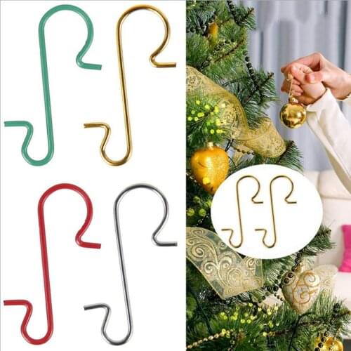 50Pcs Christmas Ornament Hooks Xmas Tree Hanger Pendant Hooks S-Shaped Hook Christmas Supplies for Home Party Navidad 2021