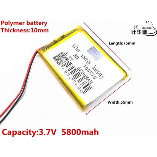 3.7V 5800mAh 105575 Lithium Polymer Li-Po li ion Rechargeable Battery Lipo cells For Bluetooth Speaker GPS Notebook interphone
