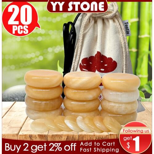 Hot stone yellow jade massage Relieve Stress Back Pain Health Care Acupressure Stones for Healthcare stone massage set