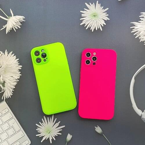 Neon Silicone Cases For IPhone 11 pro max XR 7 8 Plus XS X Skin Touch Fluorescence Liquid Silicone Cover For iPhone 12 Pro Max