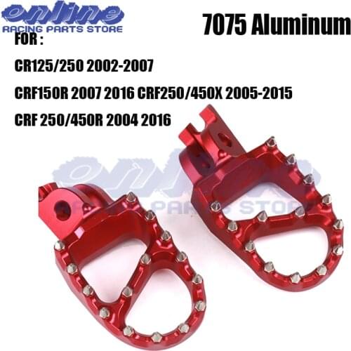New 7075 MX Foot Pegs Rests Pedals For Honda CR CR125 CR250 CRF150R CRF450R CRF250 CRF450X Dirt Bike Motocross Enduro Supermotor