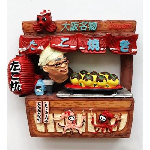 Handmade Painted Osaka, Japan, Octopus Balls 3D Fridge Magnets Tourism Souvenirs Refrigerator Magnetic Stickers Gift