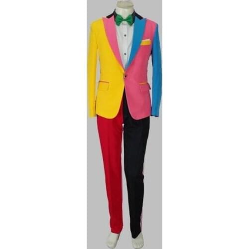 Jacket + Pants) male personality blazers slim jacket men wedding suit nightclub irregular bar matching color men suits S-4XL