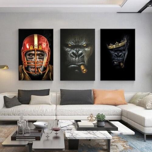 Watercolour Tattoo Gorilla Monkey Portrait Painting Posters And Prints Funny Animal Pictures On Wall Art Decoration For Room