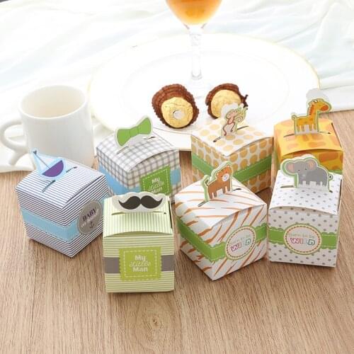 Baby Shower Boxes Gift Box Giraffe/Elephant/Monkey/Tiger Animals Favors Birthday Party Candy Boxes Gift Boxes