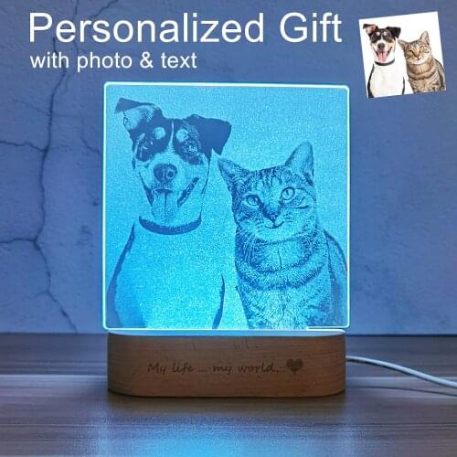 Custom Photo & Text Crystal Lamp USB Led Personality Night Light Christmas Valentine Gifts Bedroon Decoration Dropshipping